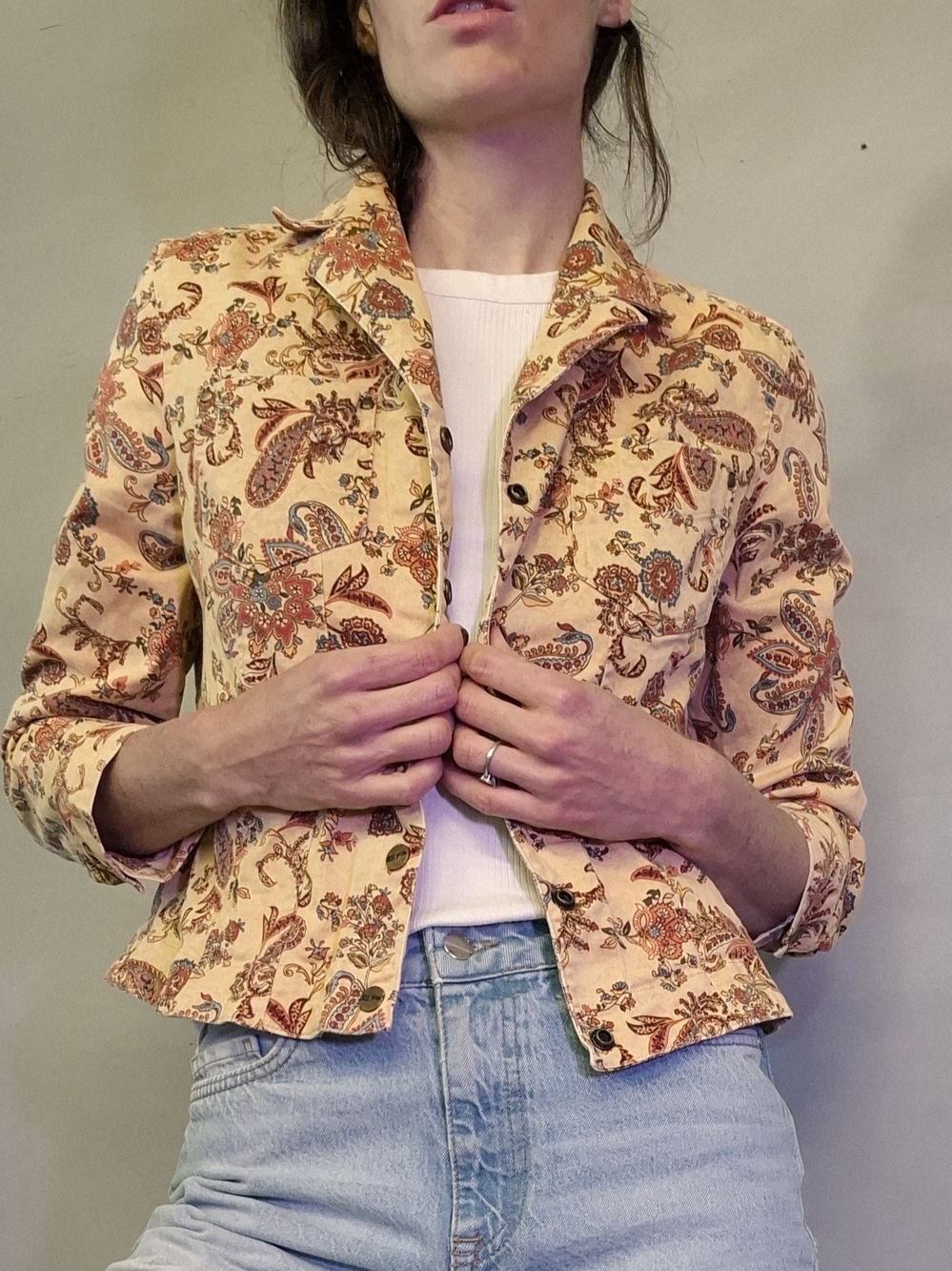 Evan Picone Paisley Denim Jacket
